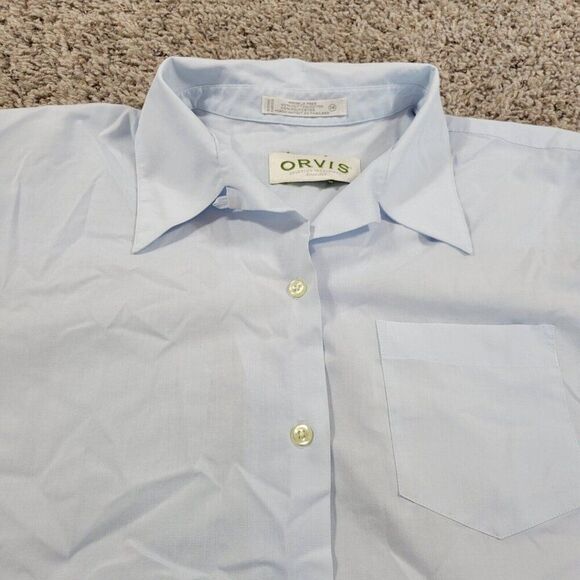 Orvis Shirt Women’s 14 Blue Button Up Shirt Short Sleeve Casual Lightweight - Picture 3 of 8